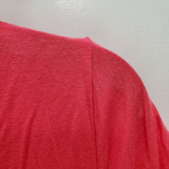 Tahari Women's Bright Red Super Soft Modal Blend Basic Short Sleeve V-Neck Tee L - Picture 2 of 7